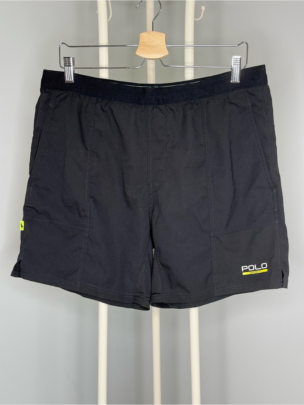 Polo by Ralph Lauren Black Shorts with Yellow Polo Sport Logo